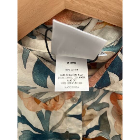 Finley Andie Button-Down Cropped Floral Blouse Large New without Tags - Picture 6 of 6